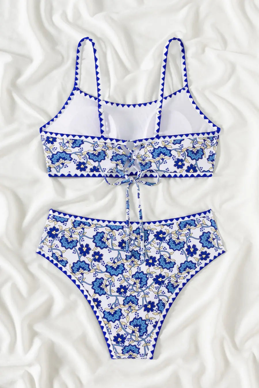 Stylish Flower Print Padded Backless Bikini with Adjustable Straps BikiniEmporium.com
