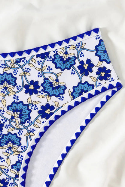 Stylish Flower Print Padded Backless Bikini with Adjustable Straps BikiniEmporium.com