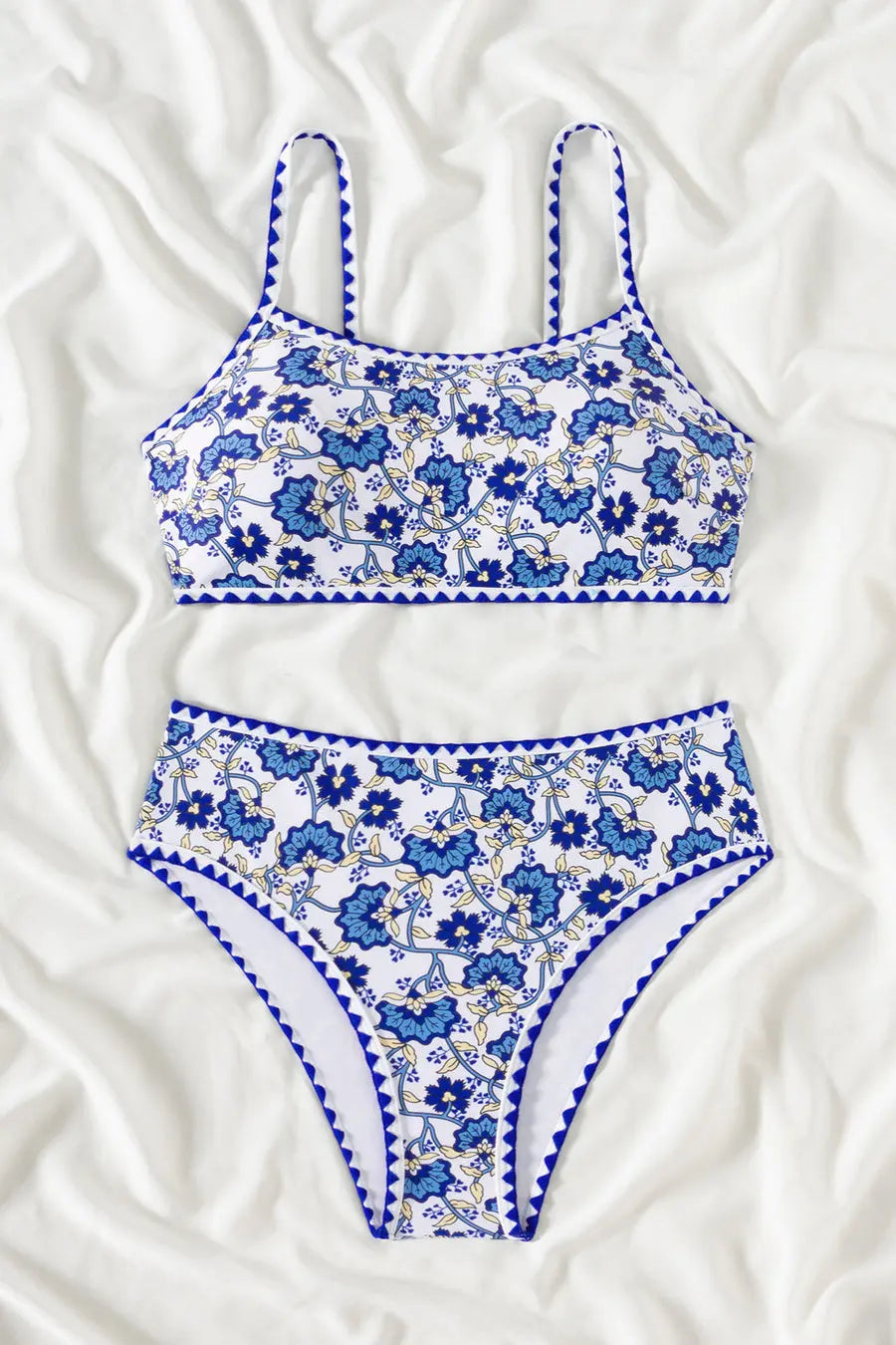 Stylish Flower Print Padded Backless Bikini with Adjustable Straps BikiniEmporium.com