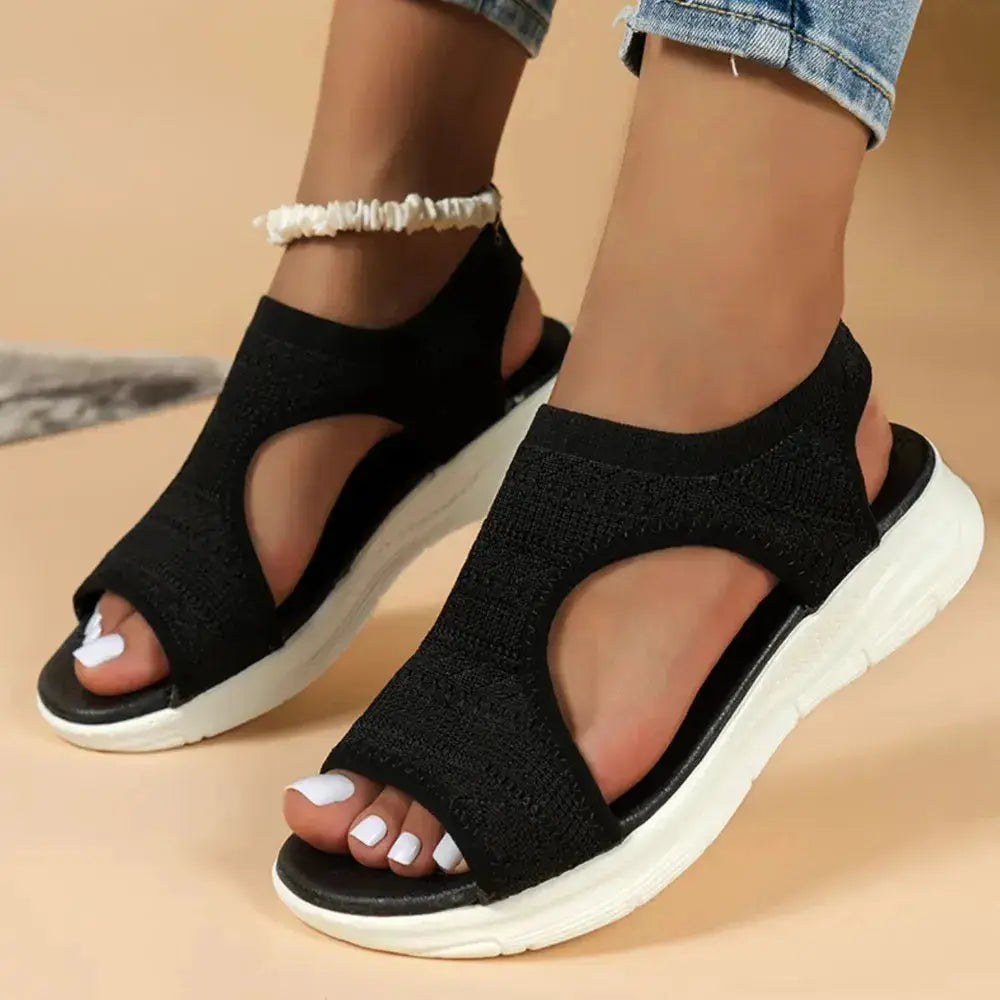 Black Peep toe beach sandals