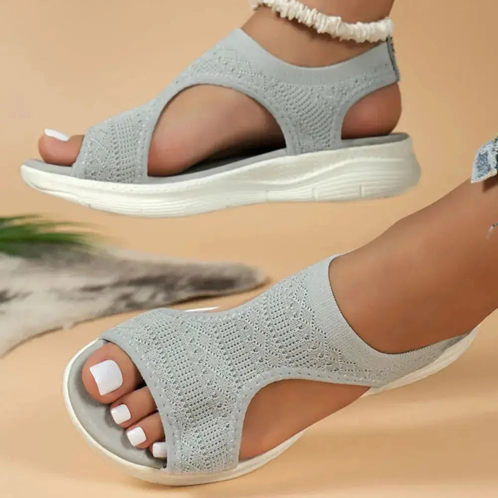 Blue Peep toe beach sandals