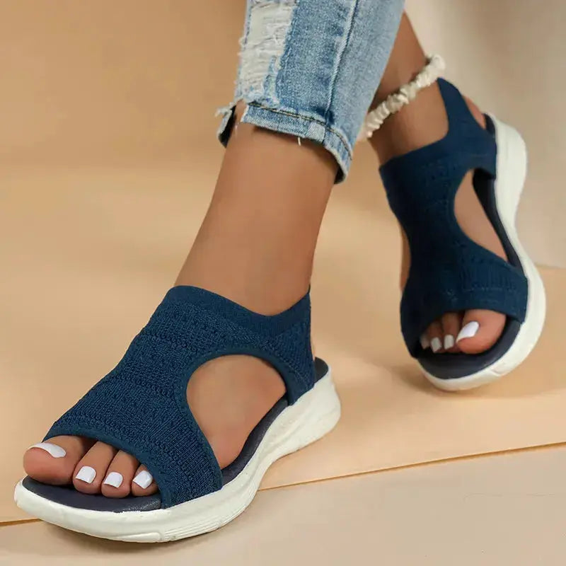 Dark Blue Peep toe beach sandals