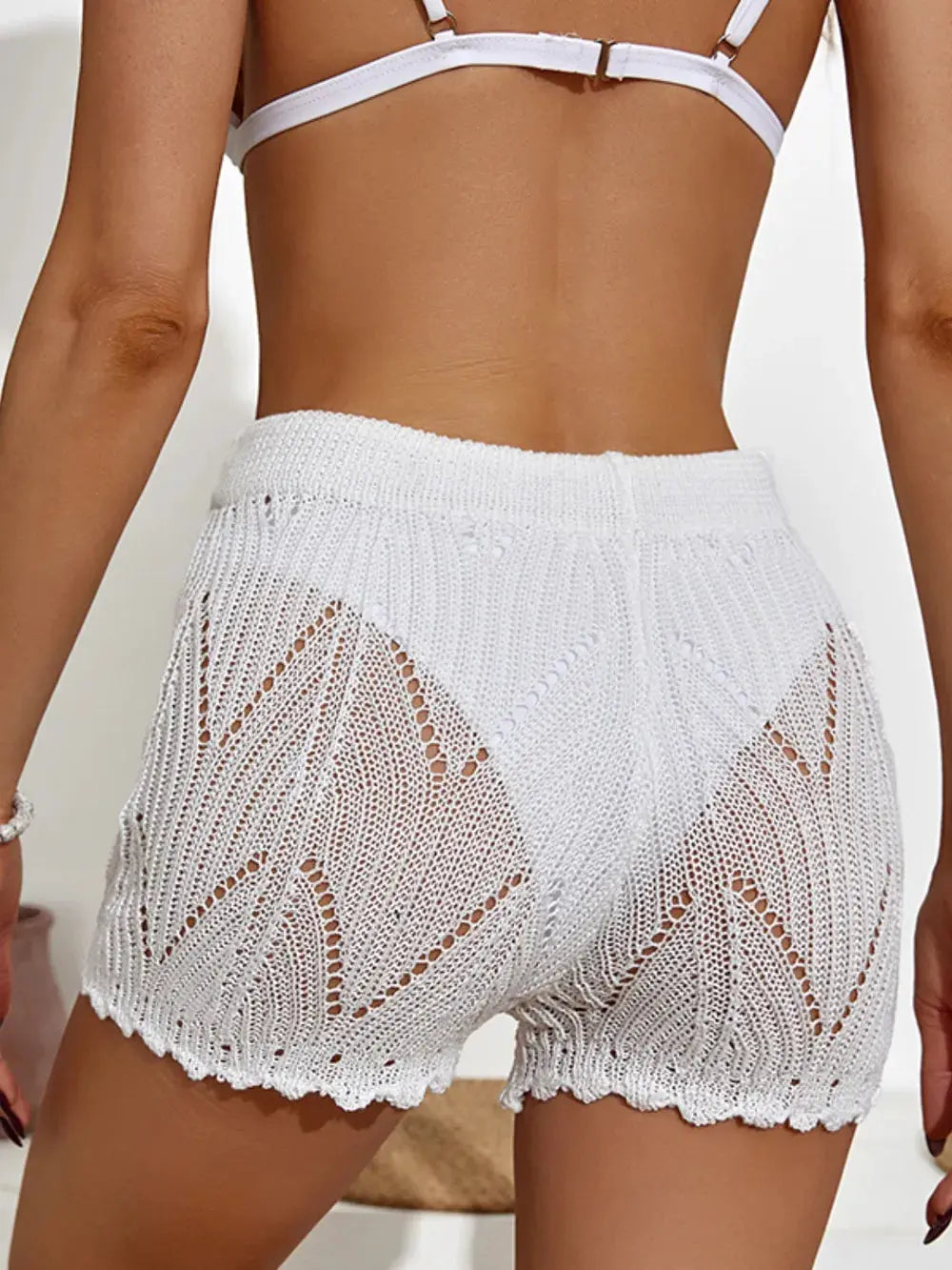 Drawstring Cutout Swim Shorts Back