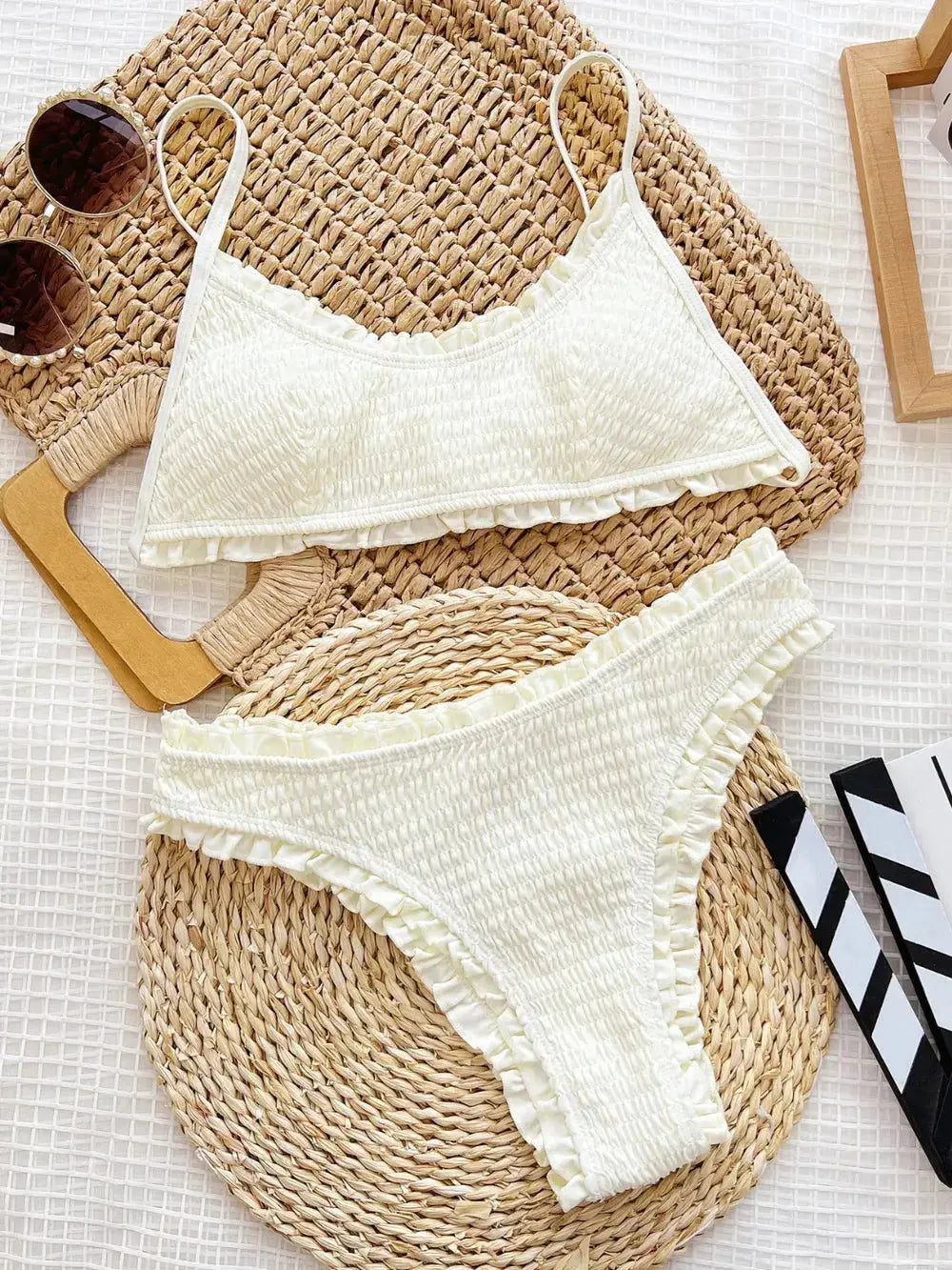 Frill detail bikini set for beach and pool