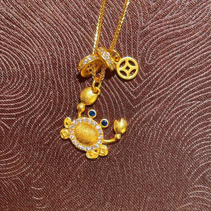  Gold-Plated Crab Pendant Necklace