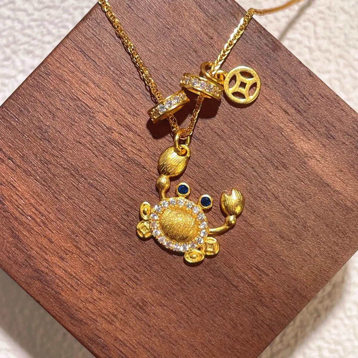  Gold-Plated Crab Pendant Necklace on Box