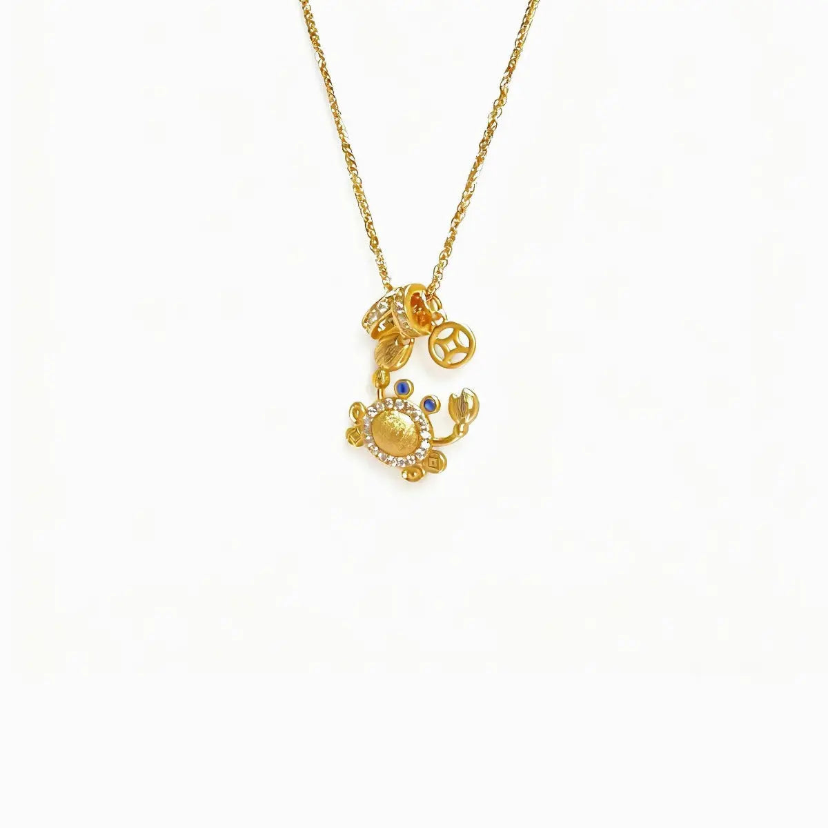 Gold-Plated Crab Pendant Necklace on white backdrop