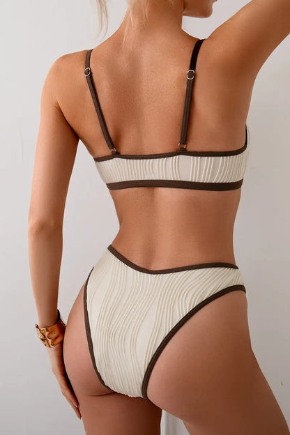 Two Piece Pleated Cut Out High Cut Bikini BikiniEmporium.com