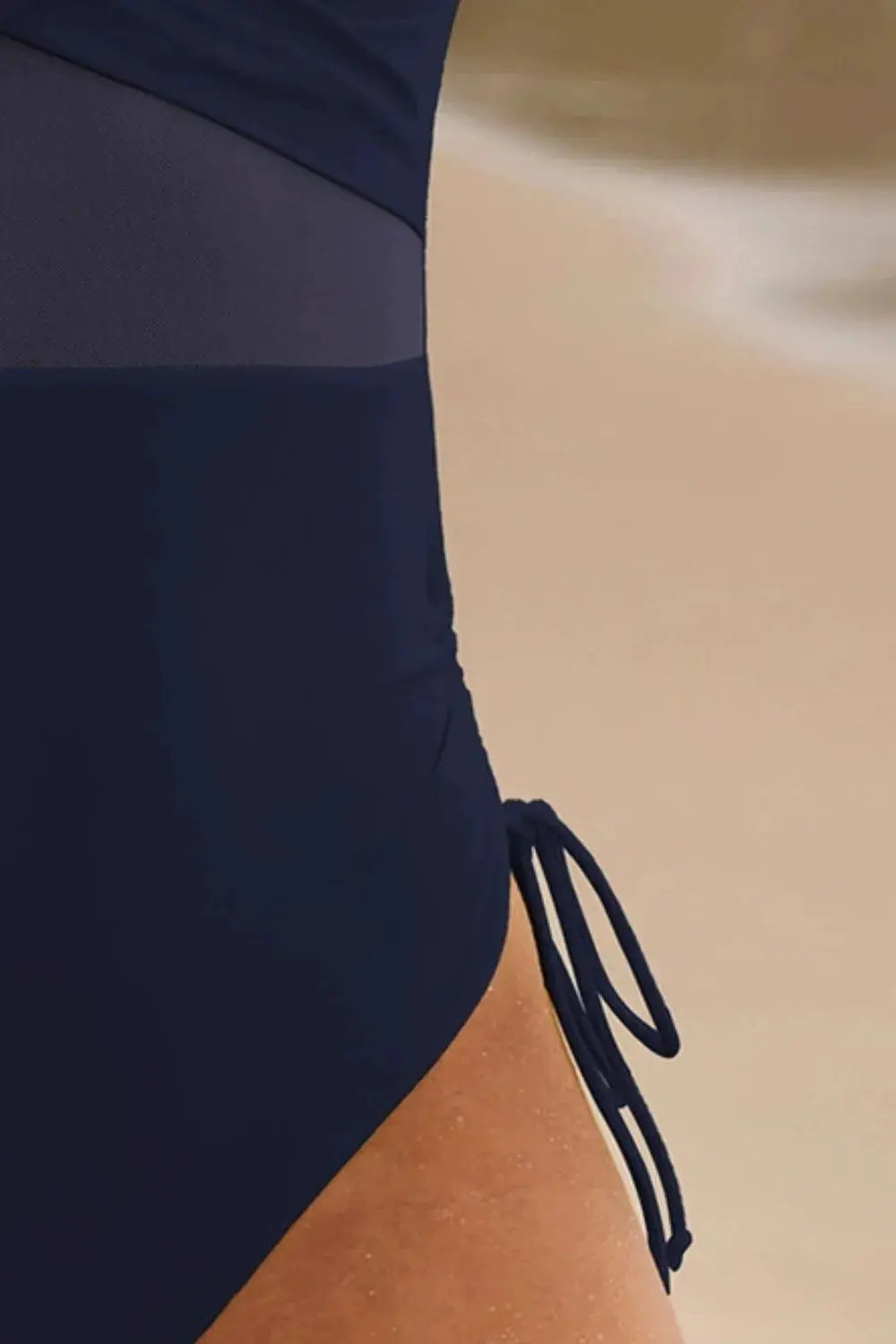 Drawstring Ruched V-Neck One-Piece Swimwear - BikiniEmporium.com