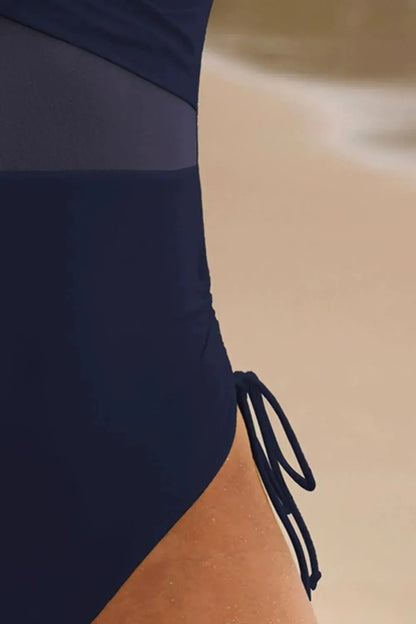Drawstring Ruched V-Neck One-Piece Swimwear - BikiniEmporium.com